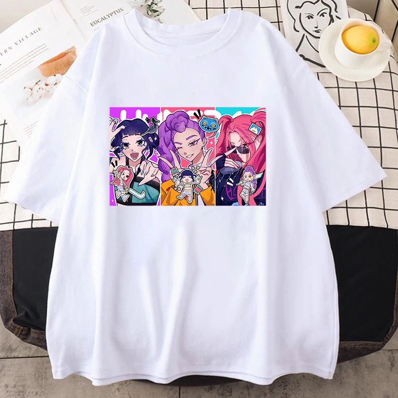 

New Fashion KPop Demon Hunters Print Graphic T Shirt Women Men Fashion Casual Short Sleeve Shirt Tee