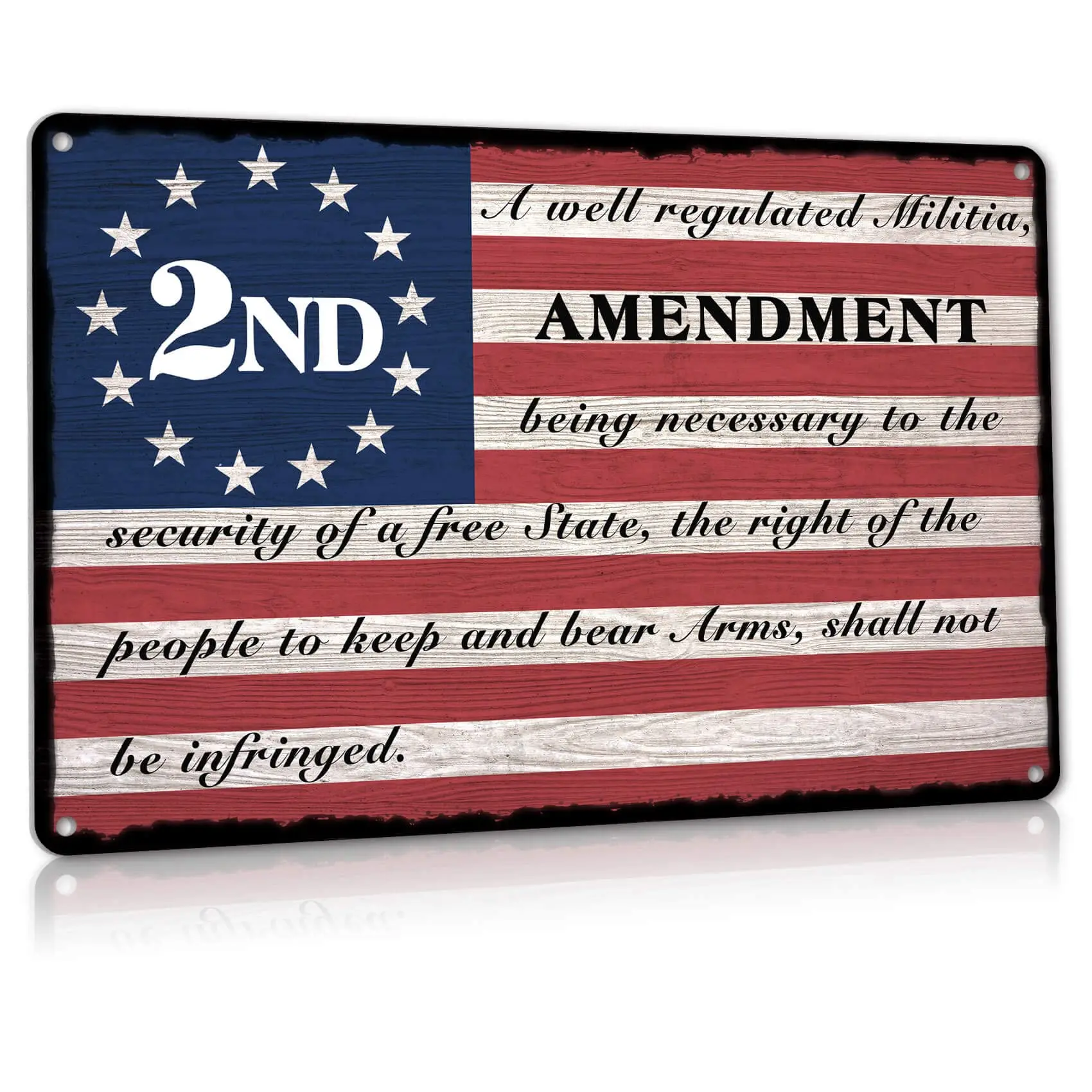 ALREAR 2nd Amendment Metal Tin Sign, Patriotic Americana Wall Decor for Firing Ranges, Gun Room, Office, Gifts for Veterans Mili