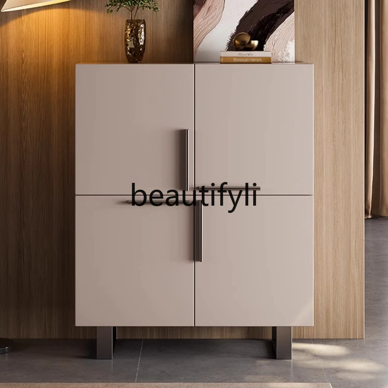 

Italian minimalist shoe cabinet household small apartment modern simple door against the wall thin storage cabinet
