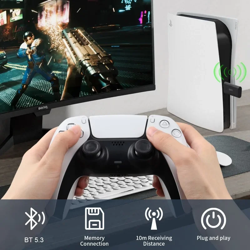 لاسلكي BT 5.3 محول بلوتوث متوافق USB جهاز ريسيفر استقبال وإرسال لنينتندو سويتش PS4 PS5 PC محول الصوت محول