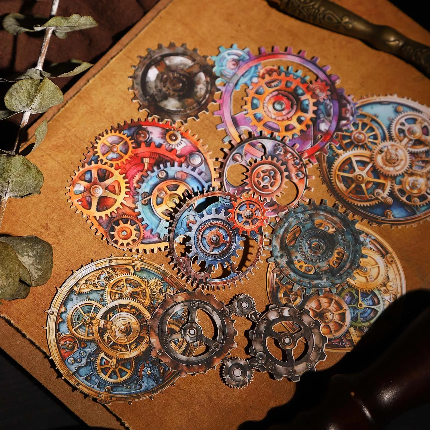 Wheel of Time Memory Series Vintage Baroque Gear Hollow Landscaping Sticker Creative DIY Journal Collage Material Stationery