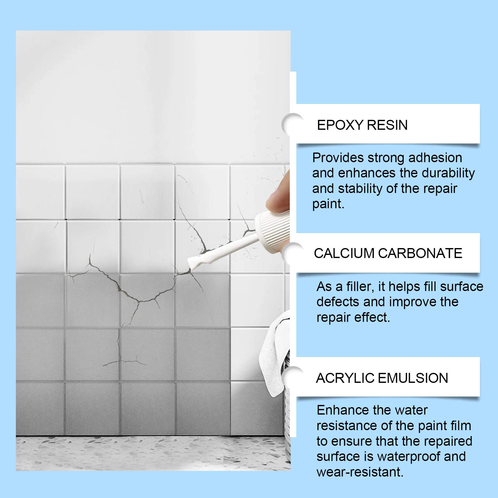 قلم إصلاح بلاط السيراميك حشو الكراك السريع للحمام وغرفة المعيشة طلاء إصلاح لحوض الغسيل وأسطح المرحاض #4