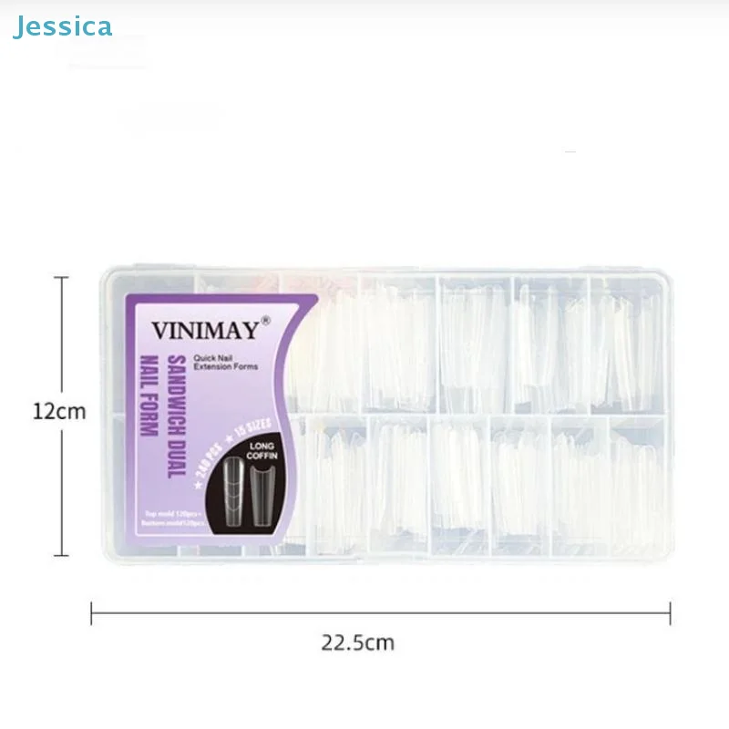♥ 240 قطعة ساندويتش أشكال أظافر مزدوجة 15 حجم ملحقات-شكال مزدوجة قالب سفلي طويل نعش اللوز مسمار الفن أشكال مانيكير أداة #6