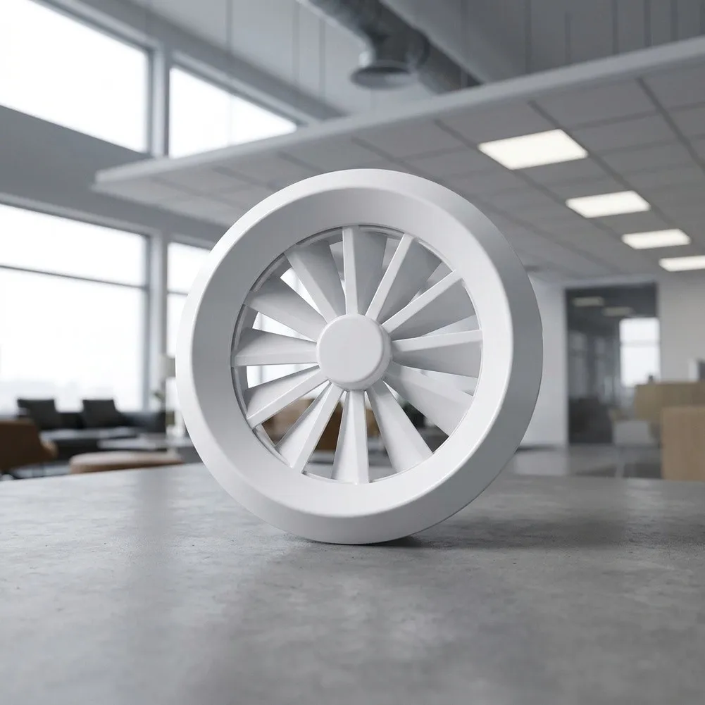 Round Air Vent For Cover for Use in HVAC Systems Serving Areas With Variable Occupancy and Thermal Load Profiles