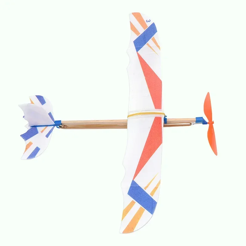 DIY Hand Throw Flying Glider Planes Elastic Rubber Band Powered Flying Airplane Assembly Model Kids Outdoor Toys For Children