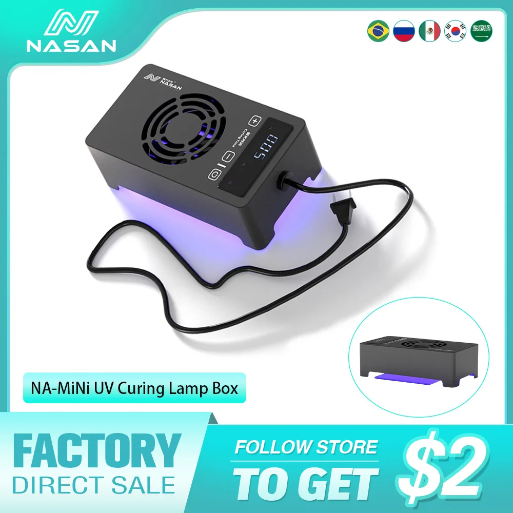 NASAN MINI UV Curing Box 22Leds Purple Light Source Curing Light Shadowless Glue OCA Curved Screen Curing Lamp Phone Repair Tool