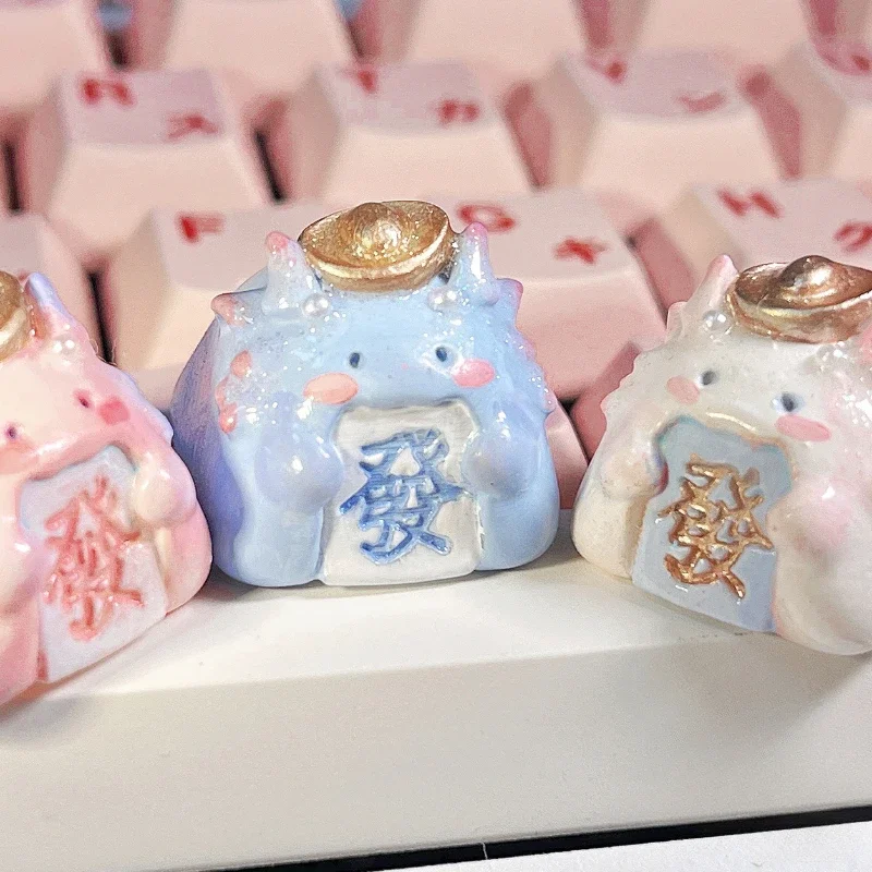 Imagem -05 - Cute Lucky Dragon Resin Keycap Handmade Keycap Adequado para Cross-shaft Keycaps Teclado Mecânico Original Presentes