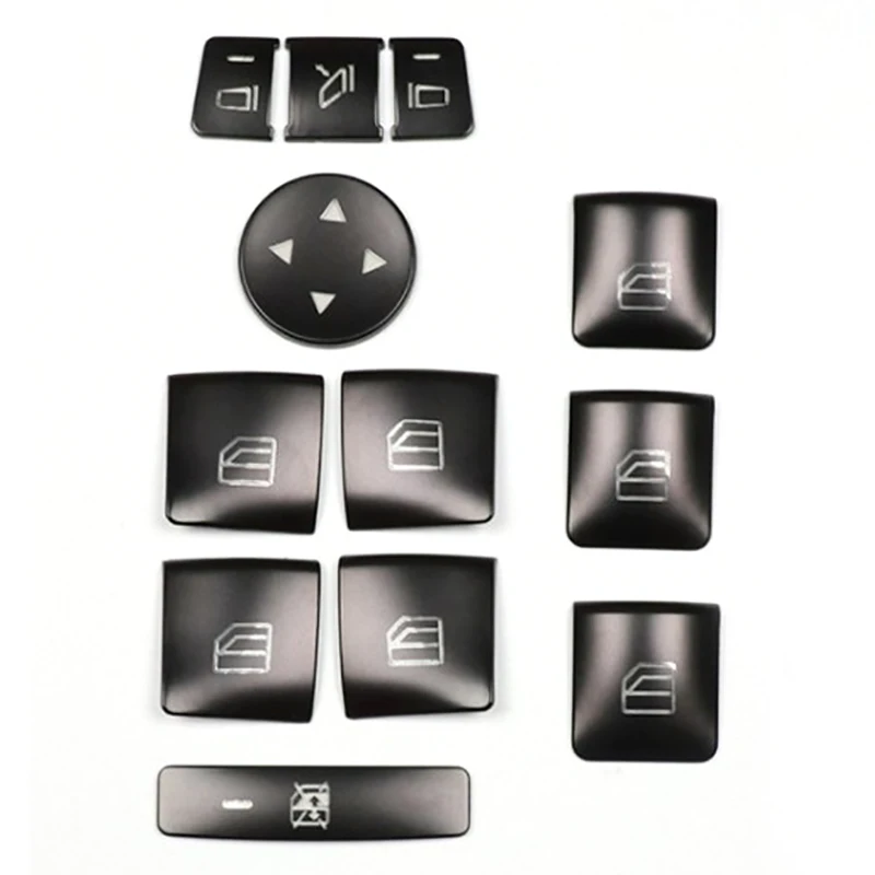 

12PCS Car Door Armrest Window Switch Button Trim Cover Sticker for Mercedes Benz GLK ML GL a B C E G Class W204 X166