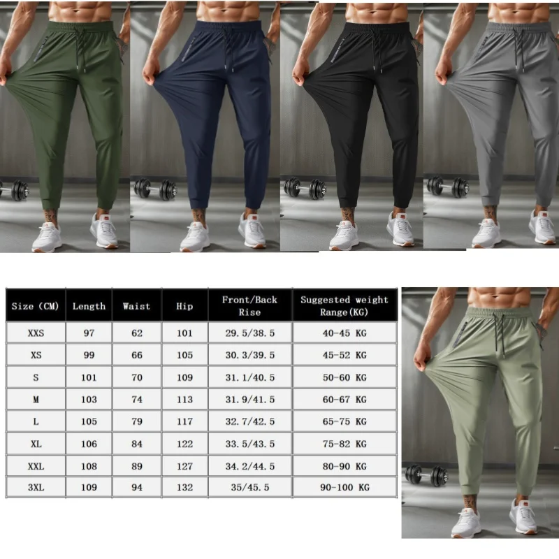 Summer Nylon Pants Men's Thin Breathable Plus Size XXXL Casual Stretch Sports Pants Quick-drying Trousers Black Grey