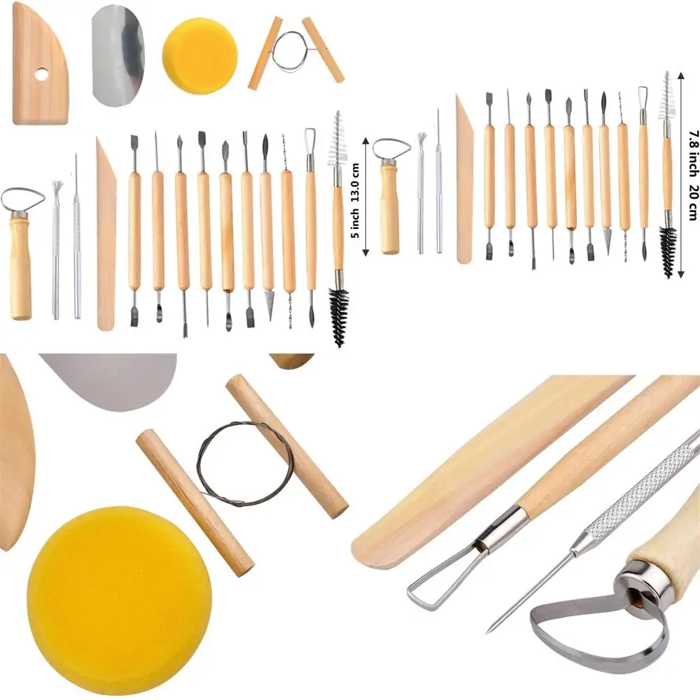 

S&E TEACHER'S EDITION 19-х гончарные инструменты и инструменты для лепки глины, набор двусторонних инструментов для резьбы по керамической глинею для режима керамики