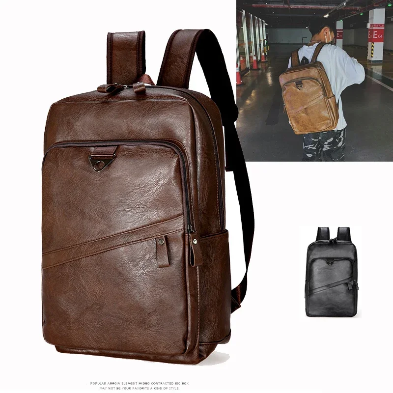 

PU Leather Bagpack Large Laptop Backpacks Male Mochilas Casual Schoolbag for Teenagers Boys High Quality Rucksack Men Backpack