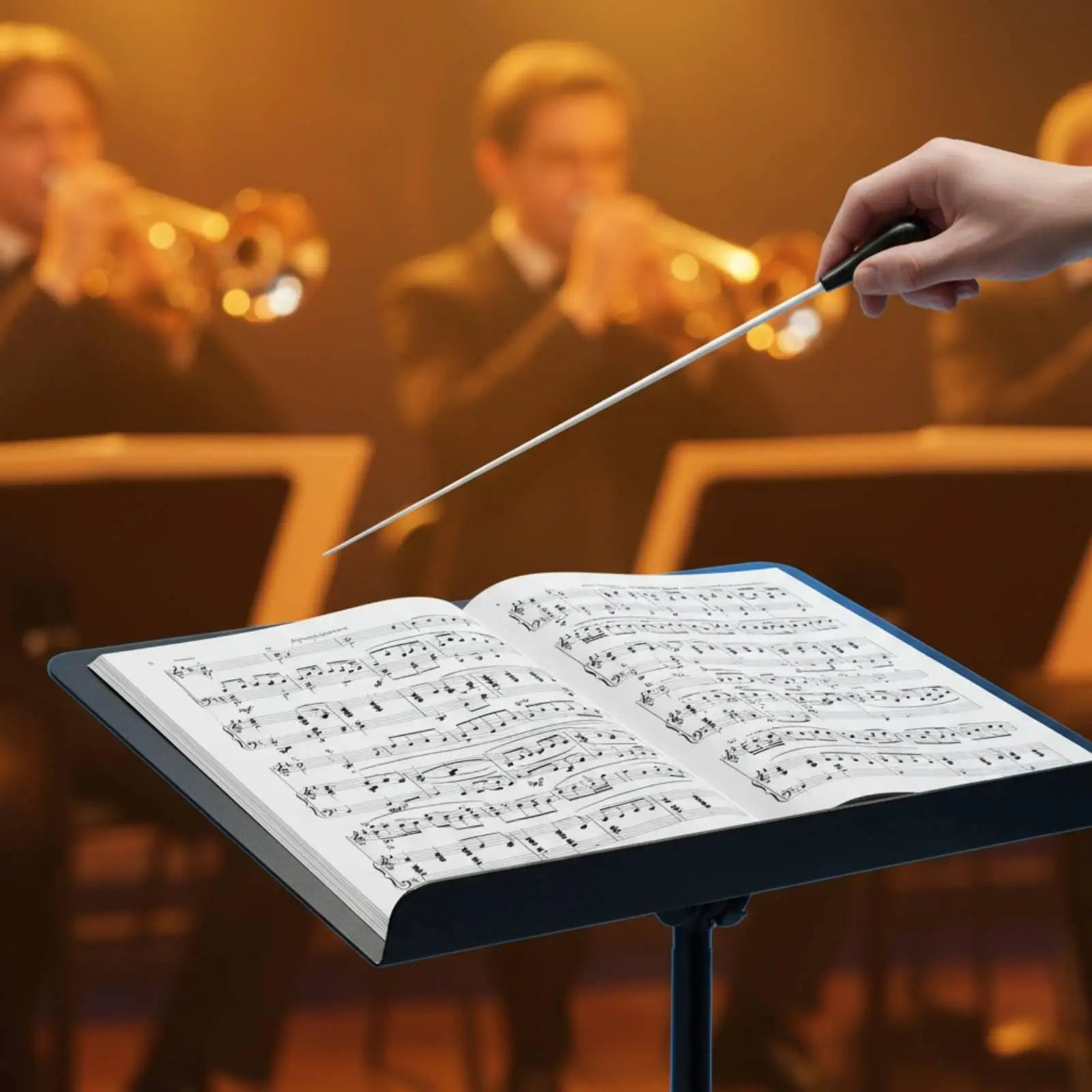 Orchestra Baton with Ebony Wood Handle Balanced Fiberglass Music Stick for Band Choir Stage Leader