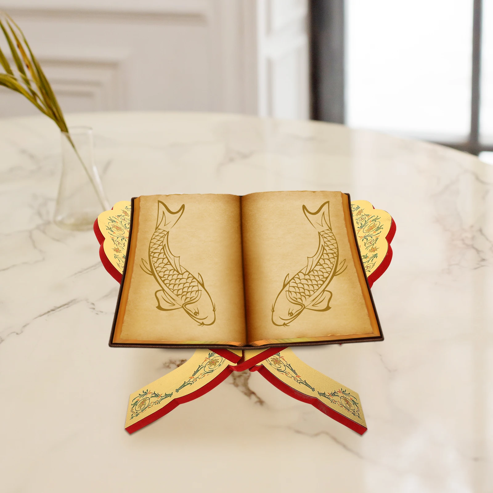 

Wooden Book Storage Rack Quran Holder Comfortable Office Stand