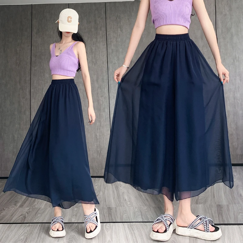 

Summer Plus Size Loose Flowy Wide-Leg Pants for Curvy Women, Ultra Wide Casual Ters