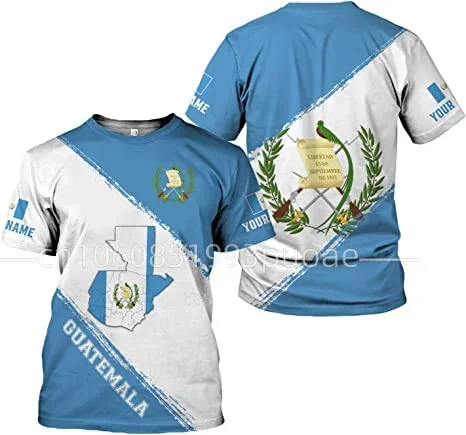 2024 gwatemala Flag t-shirt gatemala z nadrukiem 3D duża, w stylu Harajuku z okrągłym dekoltem nazwa własna Top męski i damski