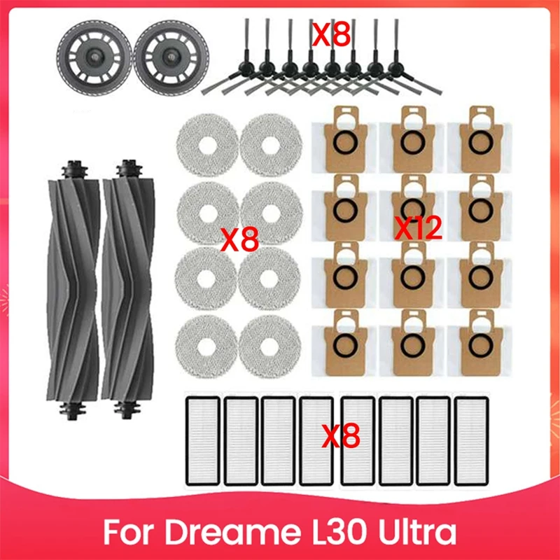 

B28C-40PCS Vacuum Brush Filter Dust Bag And Mop Cloth Set For Dreame L30 Ultra Vacuum Cleaner Accessories Replacement Parts