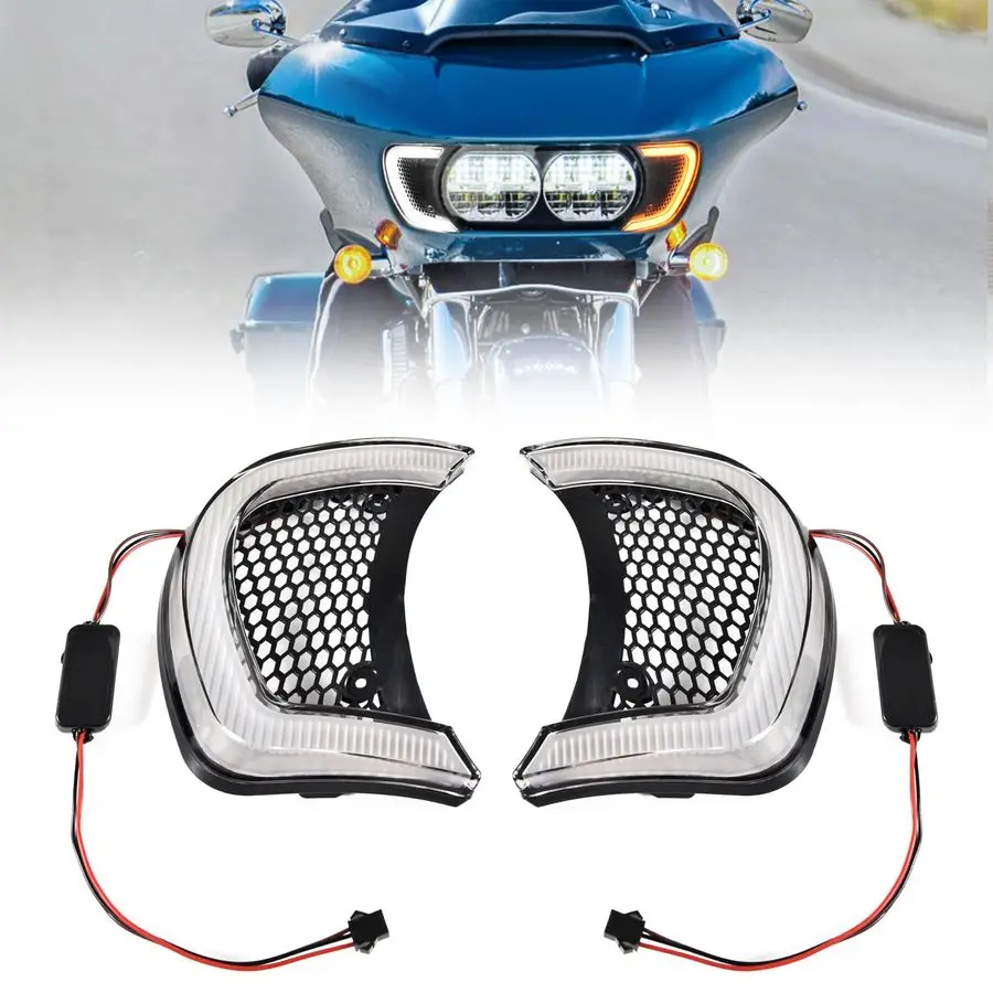 

Headlight Vent Accent LED Turn Signal Indicator Side Lights Lamp for Harley Road Glide FLTRX Special FLTRXS CVO Ultra FLTRU 2015