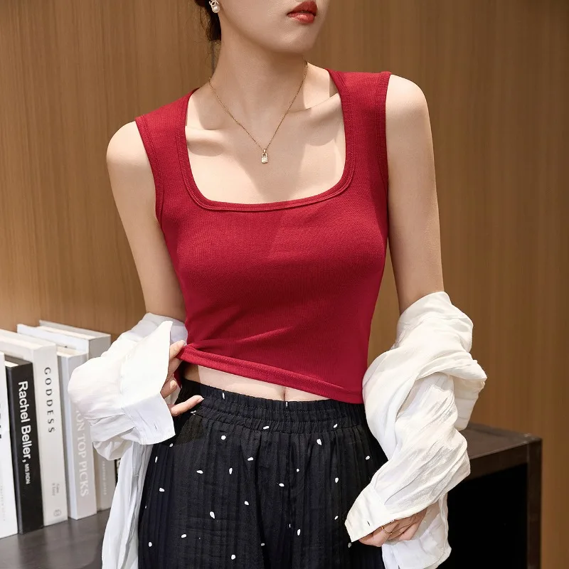 

Summer vest camisole girls wide shoulder high waist short top