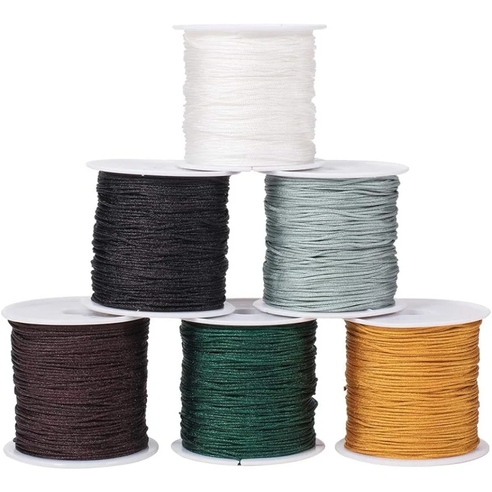 6 Colors 0.8mm Nylon String Thread, Chinese Knotting Cord Nylon Beading Cord Trim Braided Lift Shade Cord for Kumihimo Macrame