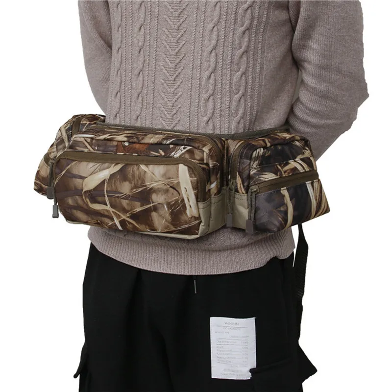 Professional Reed Bionic Camouflage Hunting Fishing Front Waist Pack Quality Breathable Flannel  Waist Bag