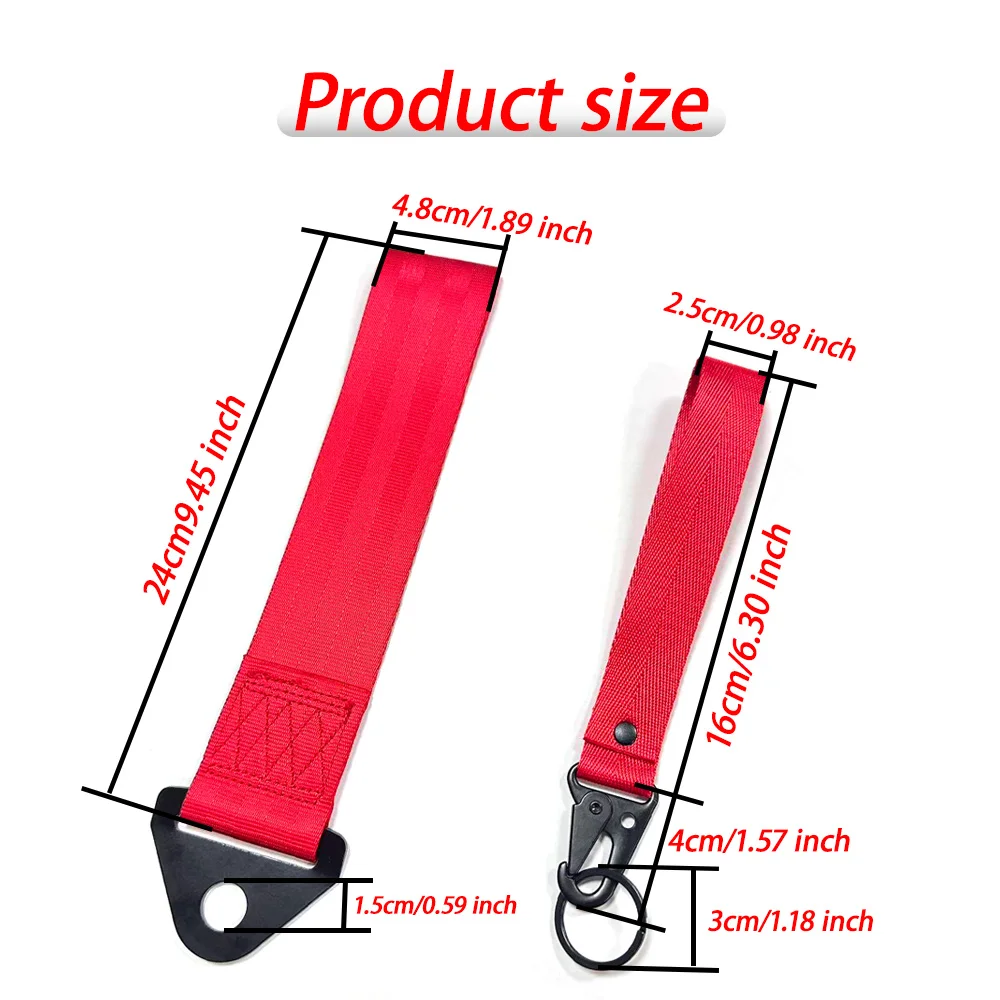 Car Trailer With Nylon Car Towing Strap Plain Color Car Keychain Car Decoration Strap Set