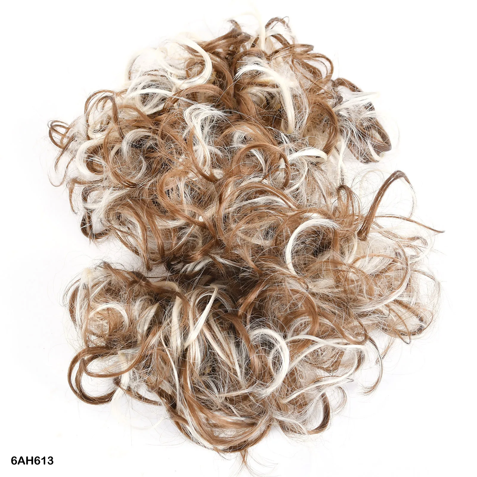 Immagine 6: Zolin disordinato Bun Caterpillar anello per capelli ricci Chignon estensione dei capelli sintetici con fascia elastica posticci finti per le donne