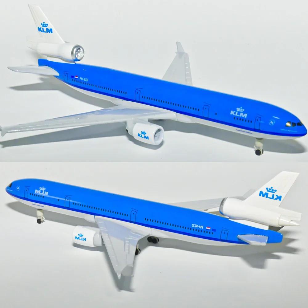 NEW 20cm Netherlands KLM Airlines MD MD-11 Airways Diecast Airplane Model Alloy Metal Air Plane Model Wheels Aircraft Toys