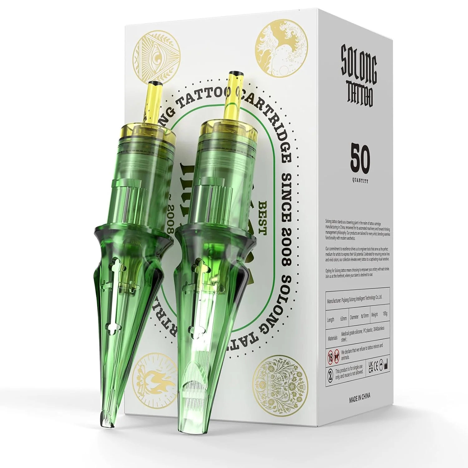 

Solong 50 шт. одноразовые картриджи для татуировки иглы RL/RM 0,3 мм 0,35 мм профессиональная стерилизованная безопасность для поставки тату-машин