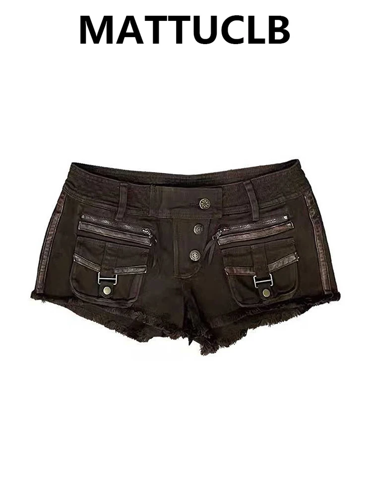 

Летние женские джинсовые шорты в стиле американского ретро, ковбойские, с низкой посадкой, в стиле гоблин-кор, к-поп, японский Y2K, 2000-х, гранж, джинсовые шорты-готы, гайару