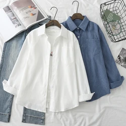 Fresh Corduroy Women Shirts 2025 New Ladies Loose Casual Long Sleeve Shirt Solid Color Blouses Tops Office Fine Female Clothes