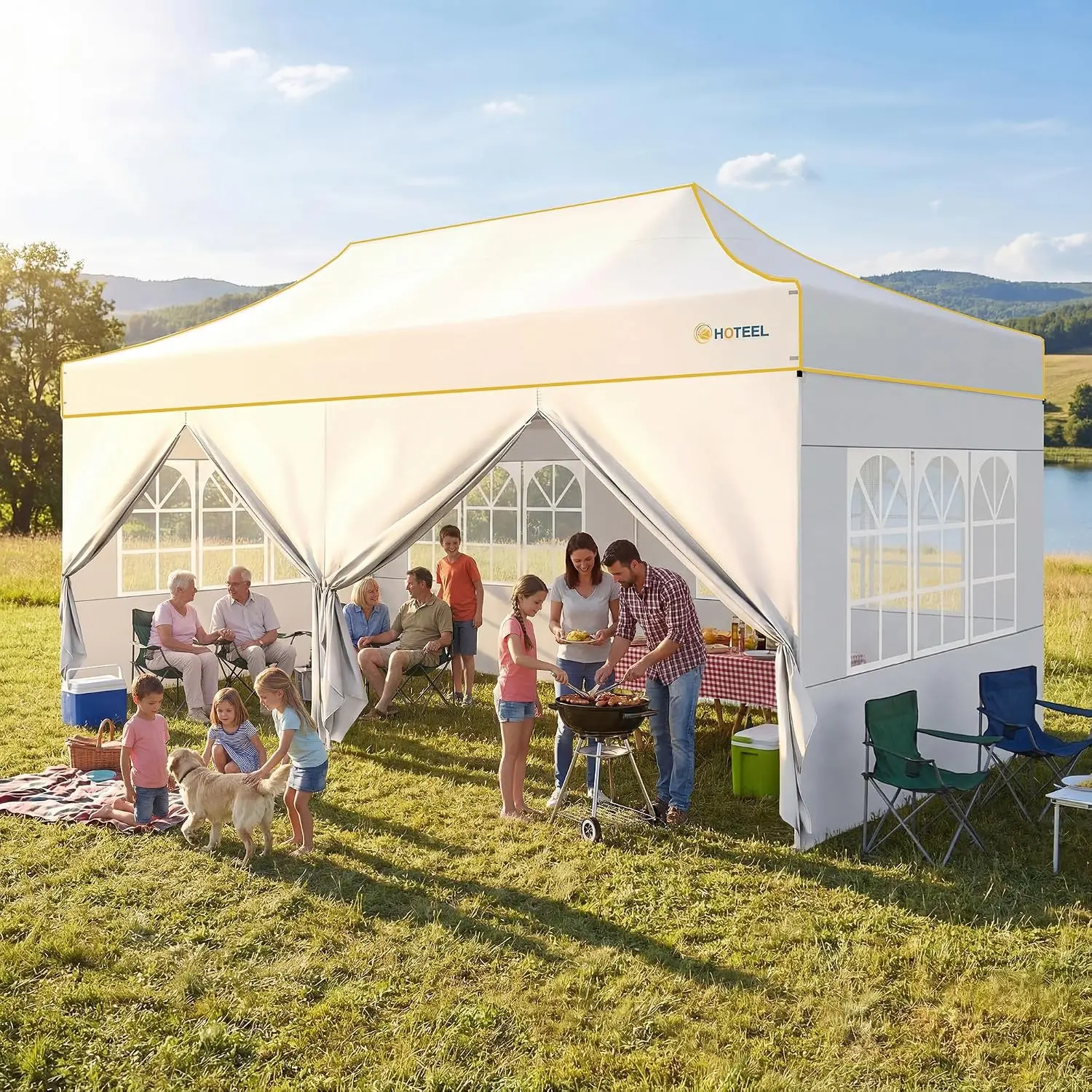 10x20 Pop Up Canopy Tent, Heavy Duty Upgraded Hexagonal Steel Frame, Customized view 2