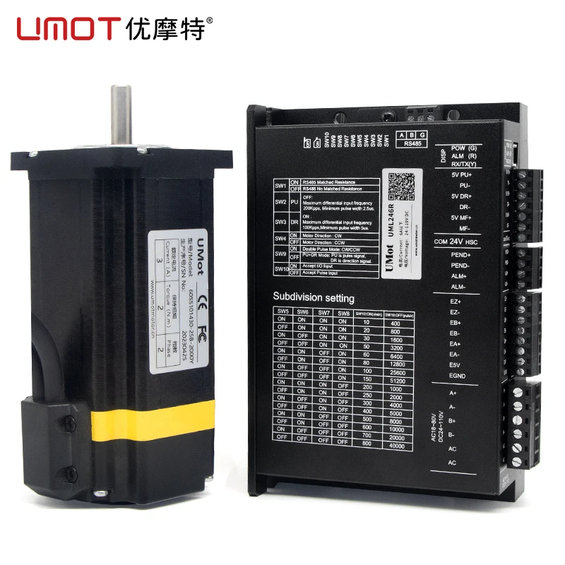 

UMOT 60x153mm 5.5Nm Nema 24 Closed Loop Stepper Motors with Encoder RS485 Stepper Driver DC 5.8A with Cable for CNC 3D Printer
