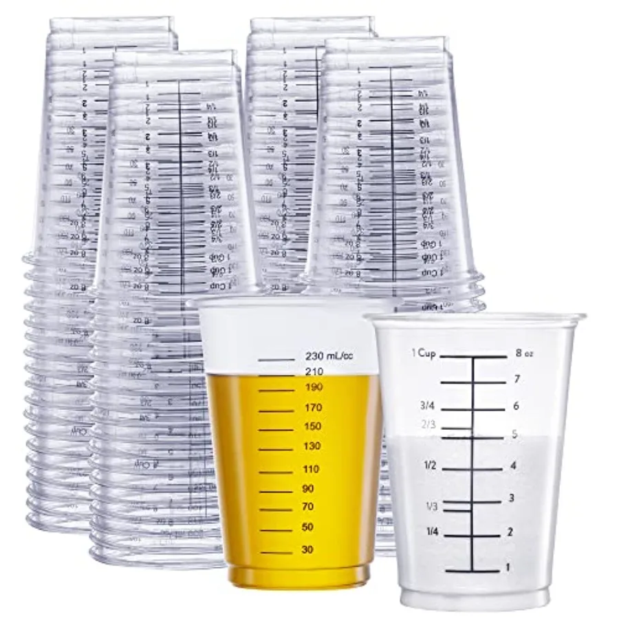 10 oz Clear Plastic Measuring Cups [] Disposable Multipurpose Cups for Baking, Cooking, Resin and Mixing Formerly Comfy Package