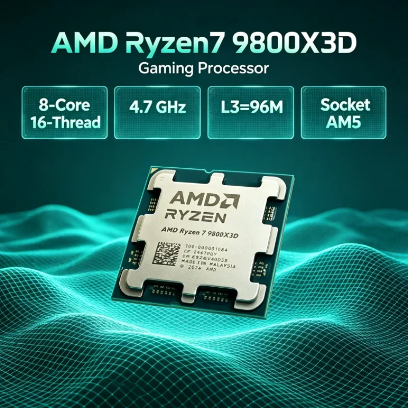 AMD Ryzen 7 9800X3D 8-Core 16-Thread 4NM 4.7GHz 120W DDR5 Gaming Processor L3=96M Socket AM5 R7 9800X3D