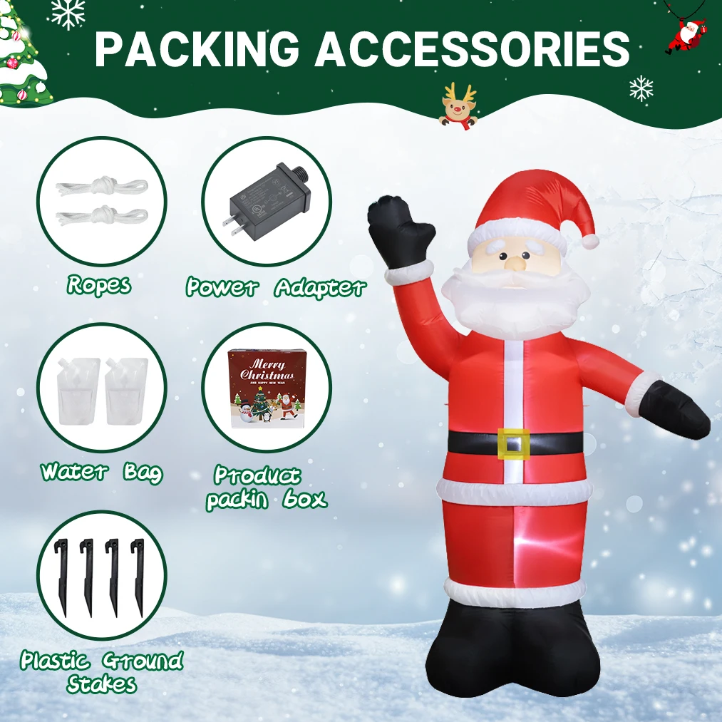 2.4 متر/7.8FT نفخ سانتا كلوز الديكور في الهواء الطلق LED أضواء ديكورات المنزل اللعب ساحة عيد الميلاد الحلي عطلة لوازم الديكور