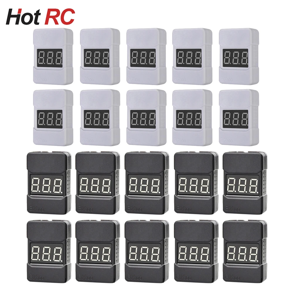 

10pcs Hotrc Hot RC BX-100 BX100 1-8S RC Lipo Battery Voltage Tester/ Low Voltage BB Alarm Buzzer Voltage Checker For Lipo Cell