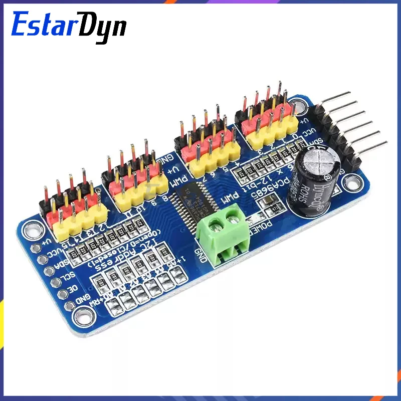 Estardyn PCA9685PW 16 قناة 12 بت PWM سيرفو شيلد سائق I2C واجهة PCA9685 وحدة لراسبيري بي
