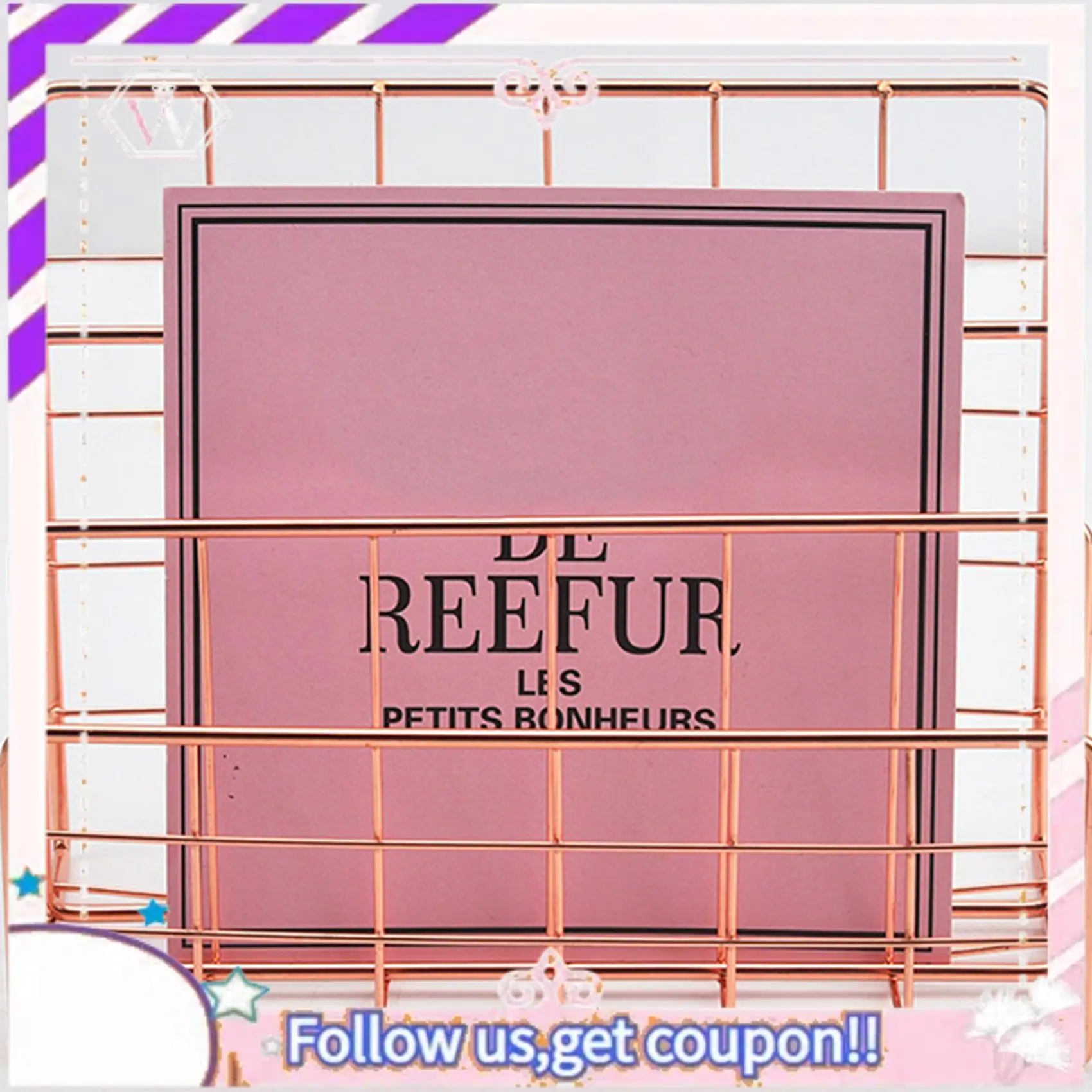 Y74A-2X رف الكتب المكتبي سطح المكتب الذهب الوردي كتلة الكتب المعدنية ثلاثة طبقة سطح المكتب مجلة الرف حامل كتب #3