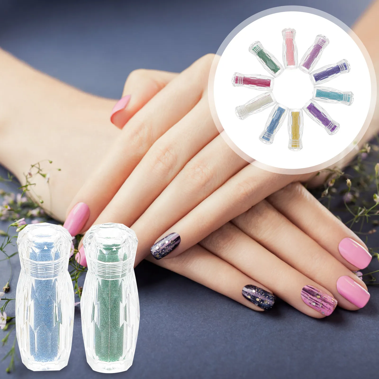 10 Bottles Micro Beads Nail Art Caviar Glass Decorations for Nails DIY Manicure Design Shining Elegant Accessories