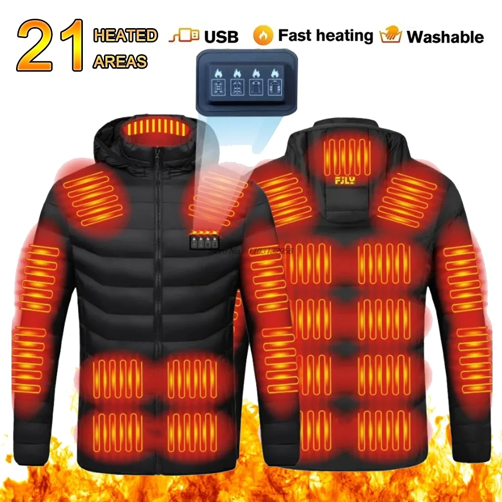 Men's Heating Jacket 21Area Four Switch Control,USB Electric Heated Coat,Self Heating Vest,Thermal Jacket Warm Winter Coat