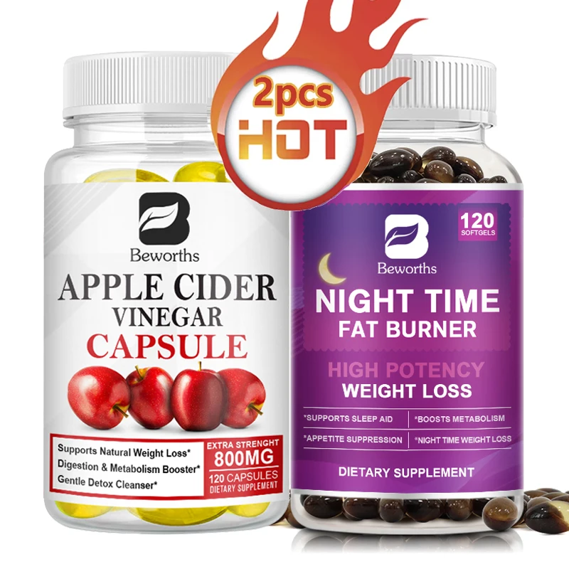 HOT 2Pcs Night Apple Cider Vinegar Capsules for Digestion,Detox,Immune-Powerful Cleanser & Appetite Suppressant