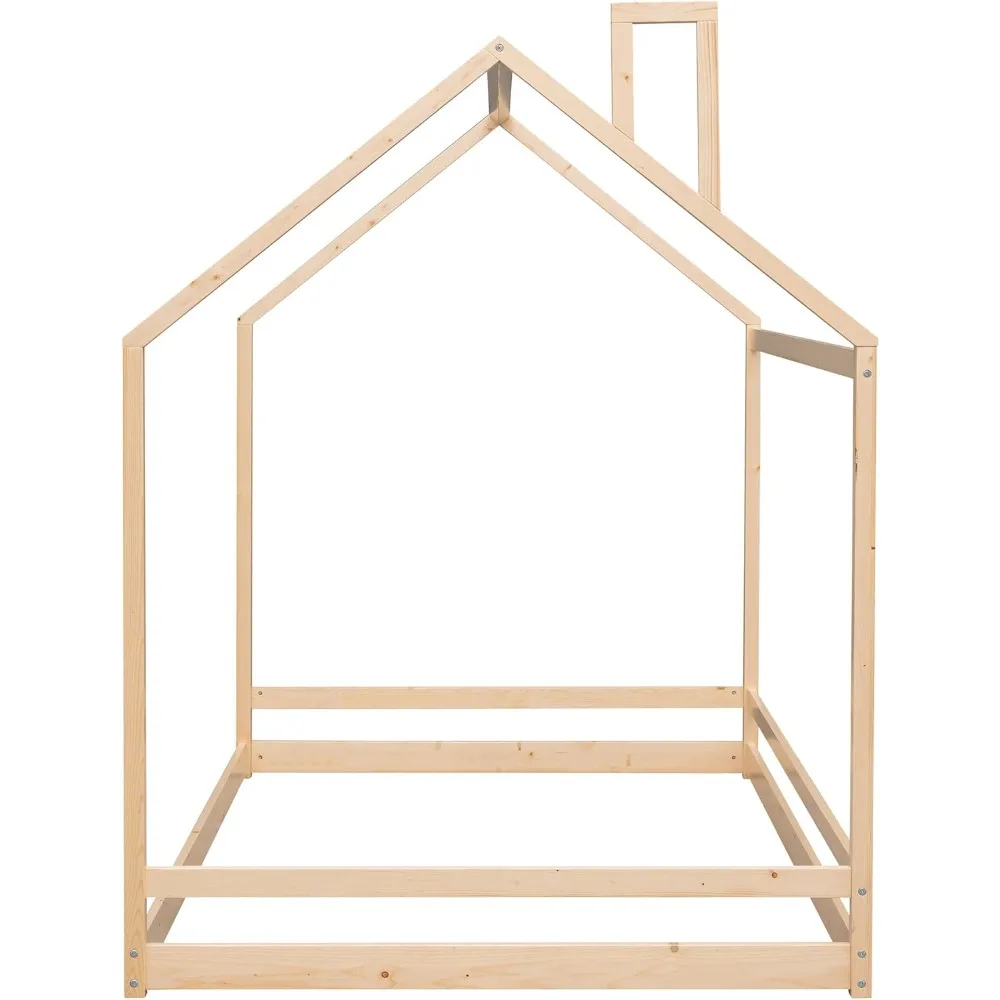 إطار سرير منزلي كامل من SOFTSEA للأطفال، سرير بمنصة خشبية بإطار سرير للأطفال، حاجة إلى صندوق زنبركي، سهلة التجميع، ناتورا #6