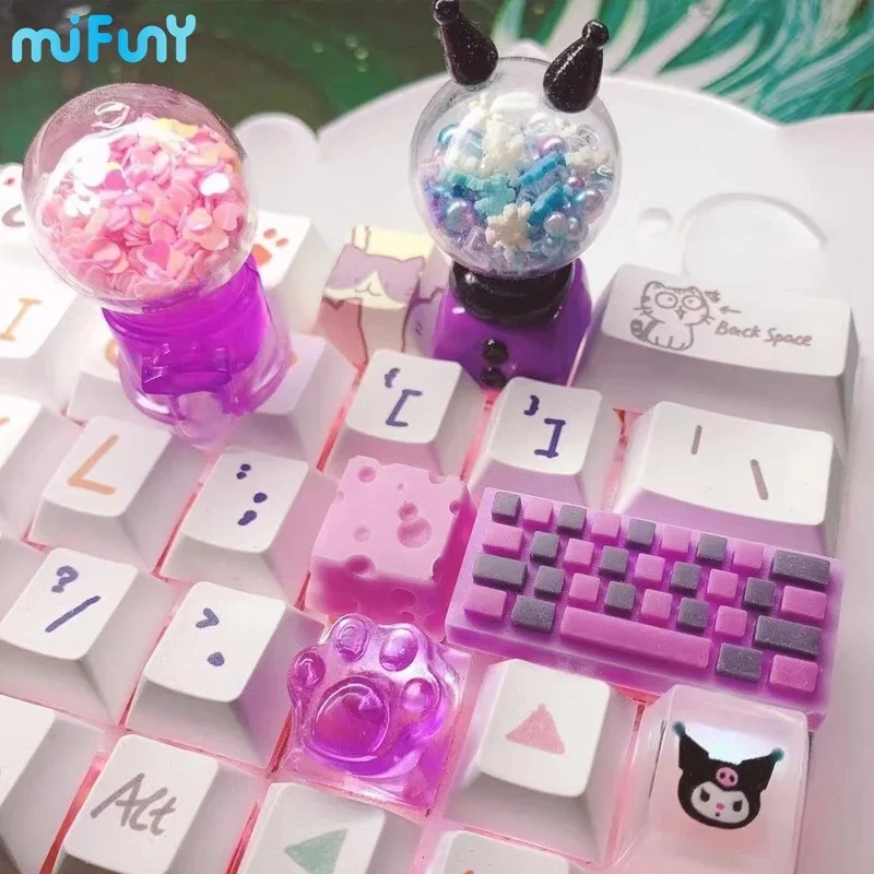 Shift keycaps สีชมพู/สีฟ้า keycaps PURE handmade ปรับแต่งน่ารักน่ารักป้อนคีย์ Mechanical keycaps Mechanical keycaps Accessories