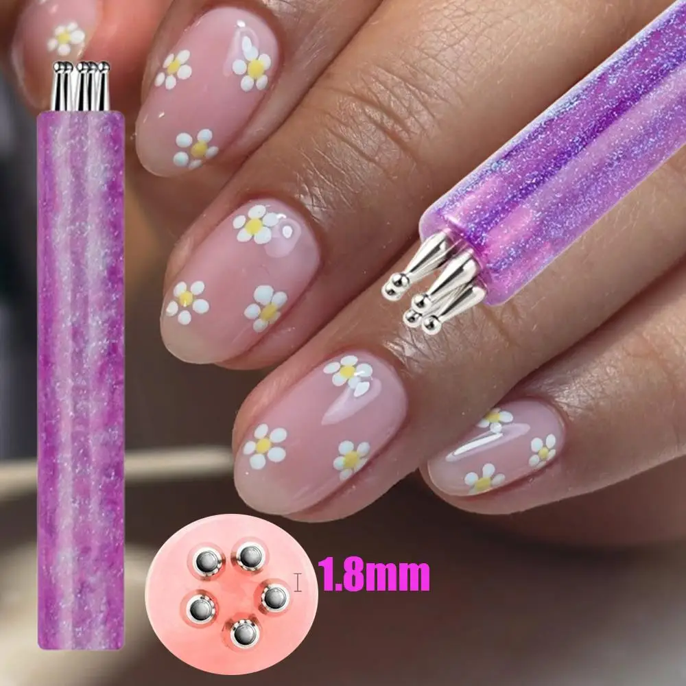 1 Stück 5-Blütenblätter-Blumen-Nagel-Dotting-Stift 1,8 mm Feinspitze Ein-Schlag-Blumen-Malstift Strass-Pickstift Maniküre-Design-Werkzeuge