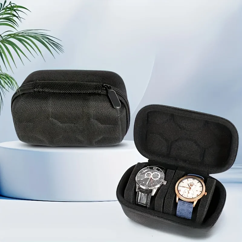 Hard-Shell 2 Slots Watch Travel Case - Protective Storage Organizer Box for Men and Women's Watches