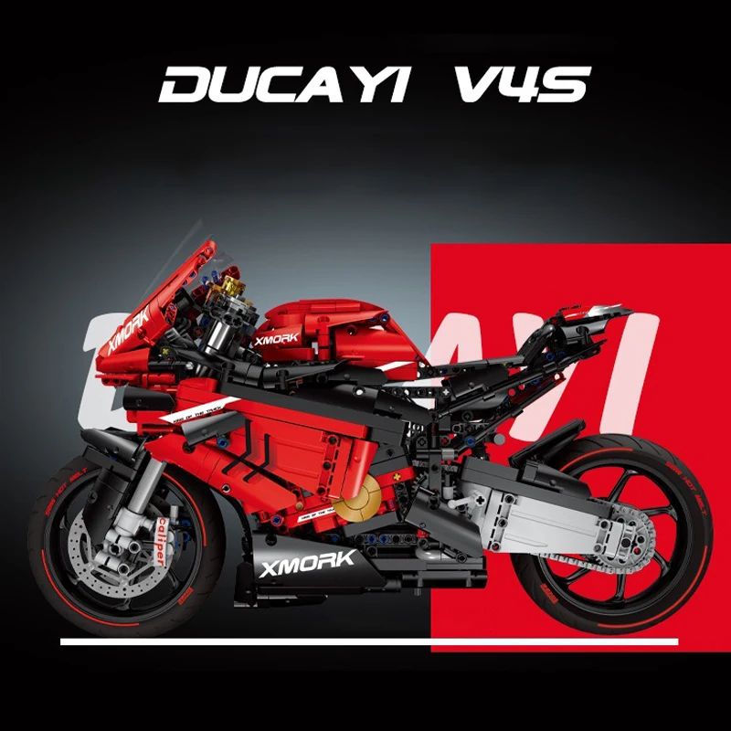 Décennie s de construction de moto Ducatis V4S pour adultes et enfants, véhicule de course de vélo de ville, jouets en briques, cadeaux techniques pour garçons, 2008 pièces