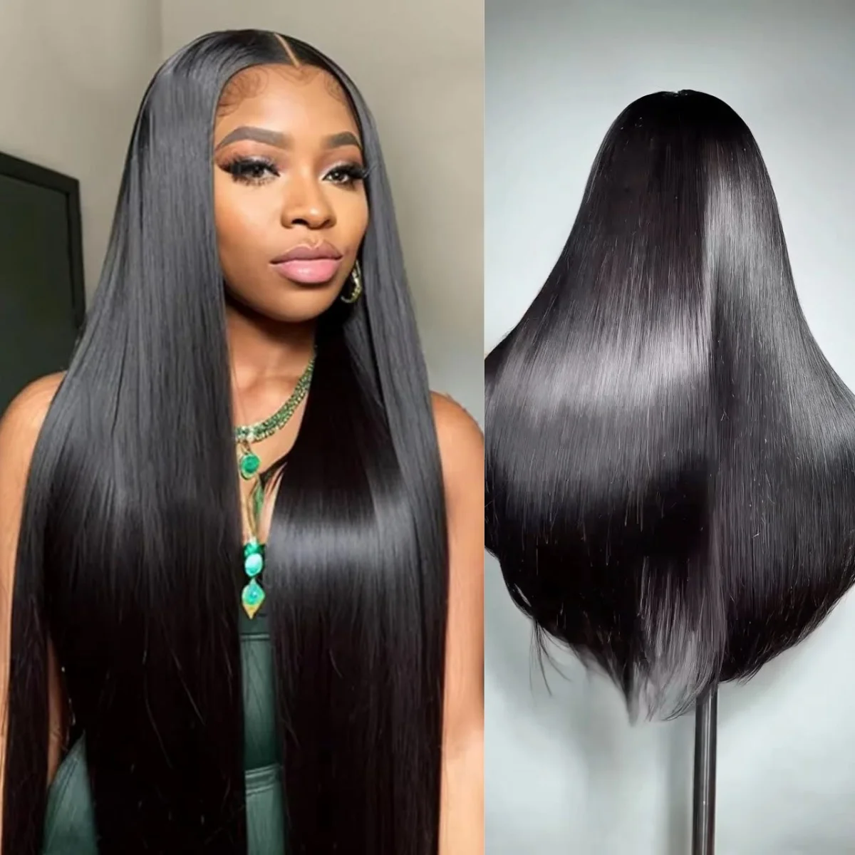 Парик прямой женский прозрачный, 40 дюймов, 13 х4 дюймов, 200% плотности