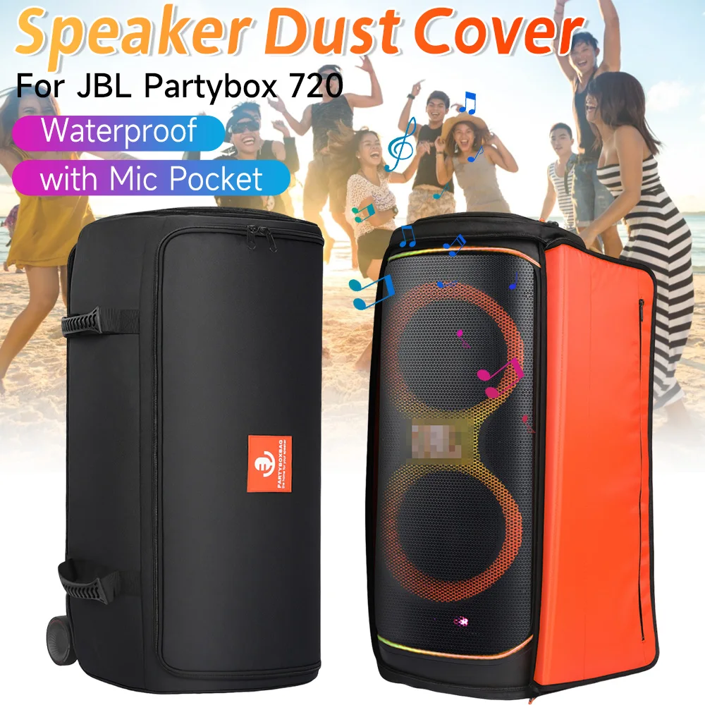 

For JBL Partybox 720 Portable Speaker Dust Case With Mic Pocket Double-Sided Mics Storage Bag Anti-Slip Cover Speaker Accessory