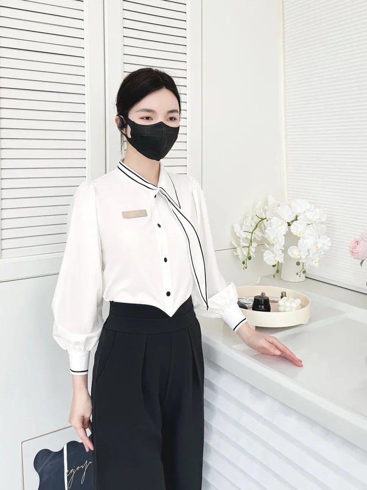 Beauty Salon Overalls Set Club Spa Wedding Shirt and Dress 2pcs Set Front Desk Beauty Salon Uniform