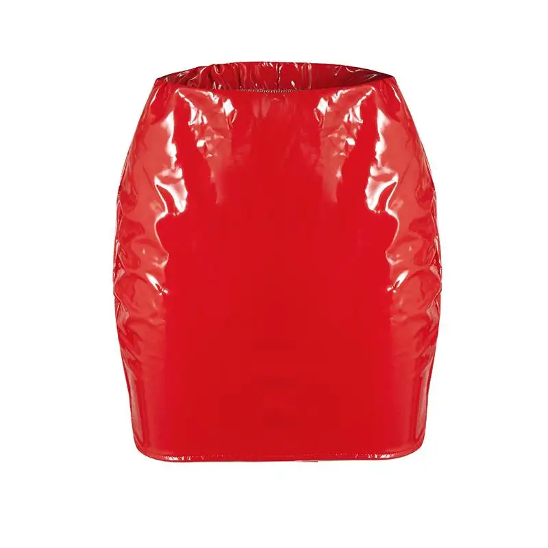 الربيع الصيف الساخن S مثير iny الجلود سستة عالية الخصر ort تنورة المرأة تنورة Bodycon Sle لون نقي